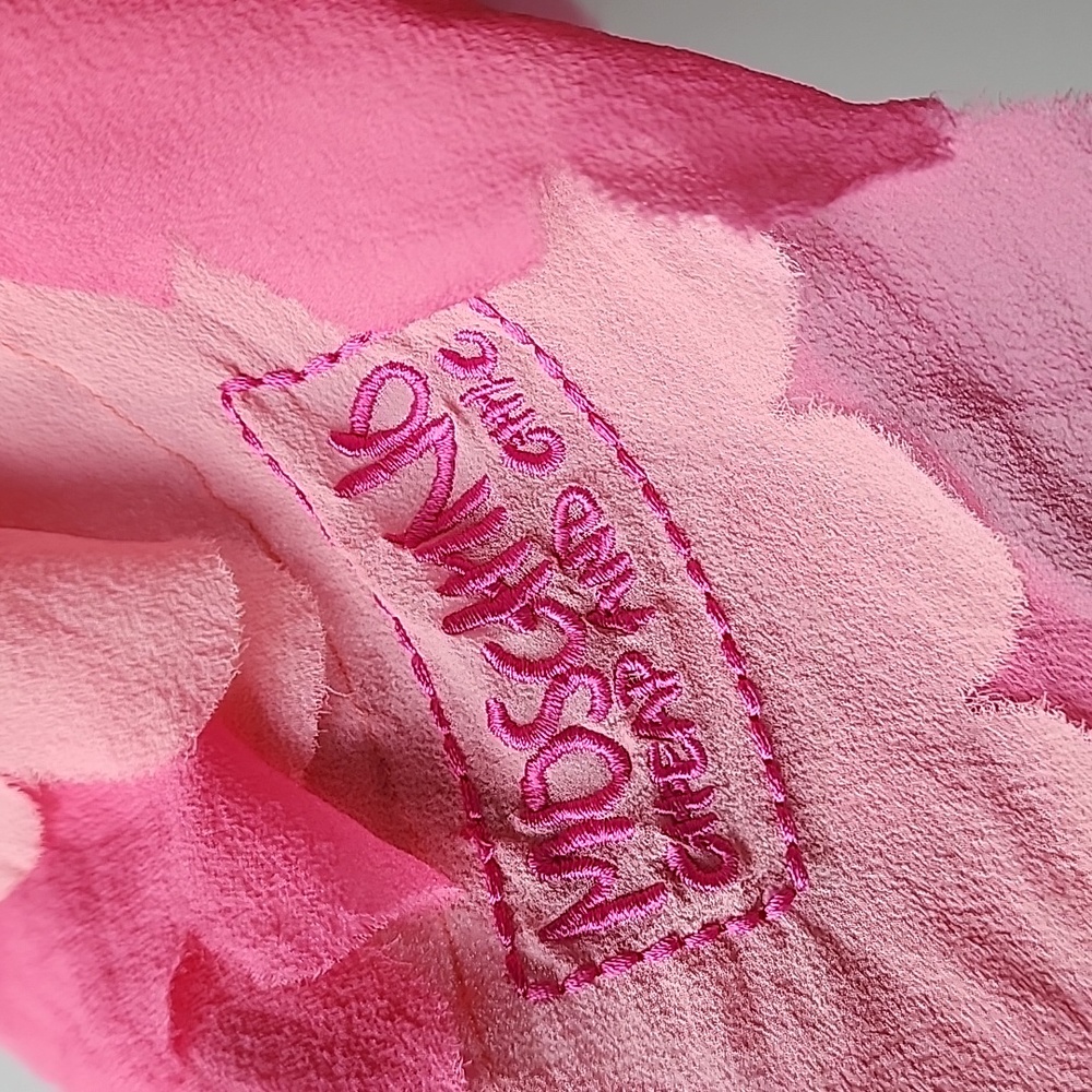 Moschino 100% Silk Two Layer Scalloped Hem Lightweight Scarf - Picture 2 of 8